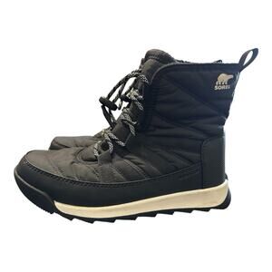 Sorel Whitney II Faux Fur Trimmed Shell Ankle Winter Boots Black Size 5 EUC